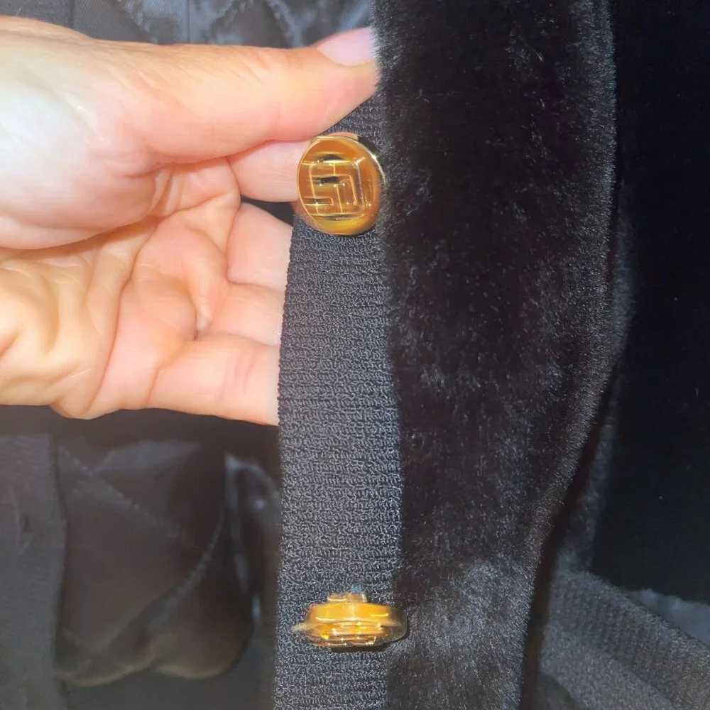 St John Vintage Womens Jacket Size Large Black Bomber Pockets Casual Faux Fur - Picture 7 of 16